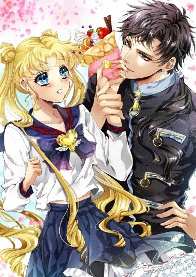 美少女战士里命中注定的一对恋人，月野兔和地场卫甜蜜美图