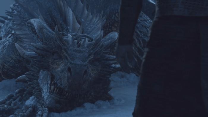 权力的游戏第67集曝光, 异鬼复活蓝龙, 龙母雪诺船震