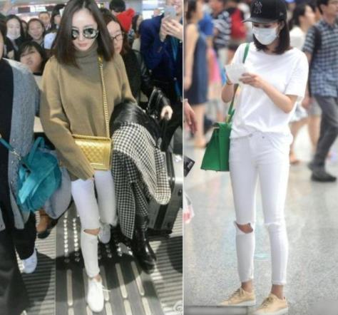 白色紧身裤尴尬美女图片 这样穿真的太俗了