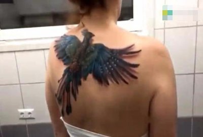 ​女子在后背上纹了一只凤凰，灯光交映下发生神奇的一幕！
