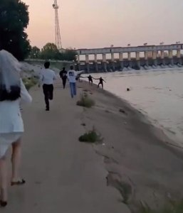 ​感动！河南一女孩不慎落水求救，拍婚纱照的新娘披头纱飞奔救人