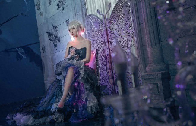 Cos美图:黑化吾王,正片saber alter,高贵冷艳晚礼服,真的美!