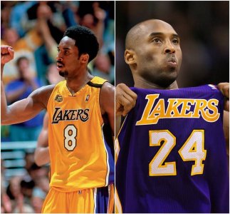 ​一组图对比8号和24号球员时期的数据，24号的科比似乎更强