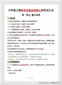 ​六年级上册科学全册核心知识点归纳